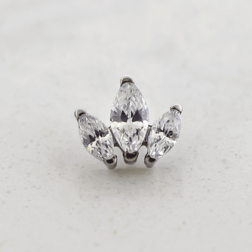 Titanium Threadless Triple Marquise Cut Gemstone