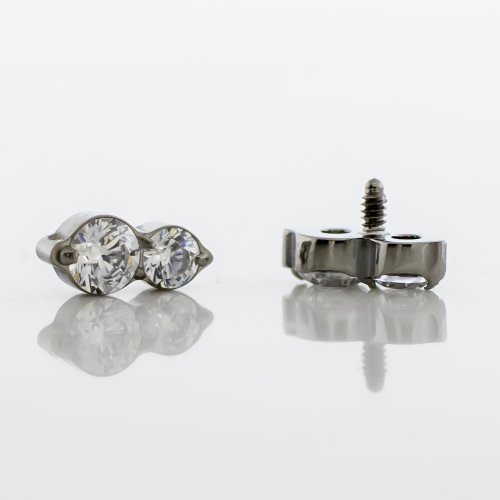 Titanium Internally Threaded Double Round Gemstone 16g/18g