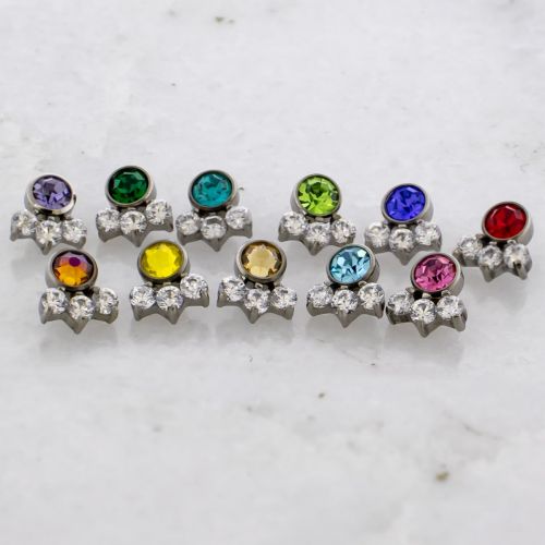 Titanium Internally Threaded End - 4 Gem Cluster 14G