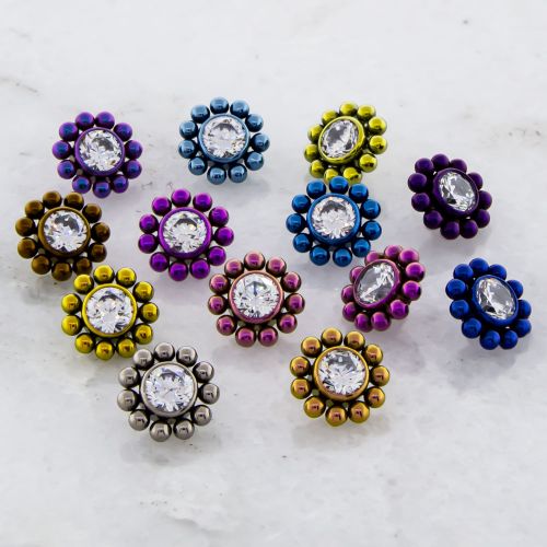 Titanium Internally Threaded End - Beaded Gem 14G