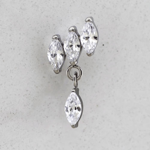 Steel Internally Threaded End- Triple Marquise Dangle 16G/18G