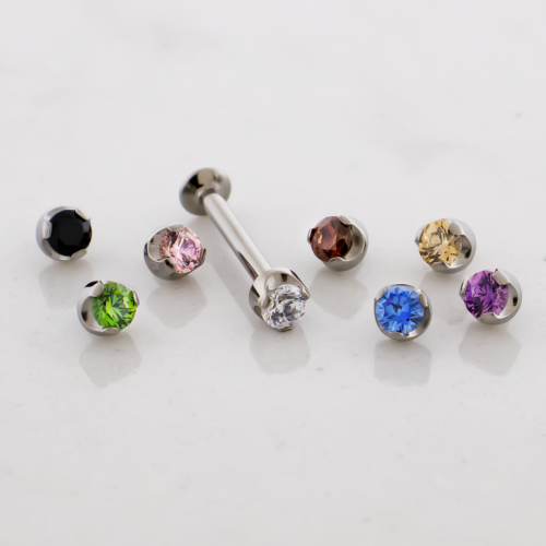 18g/16g Titanium Internally Threaded Labret w/ Flat Round Premium Zirconia