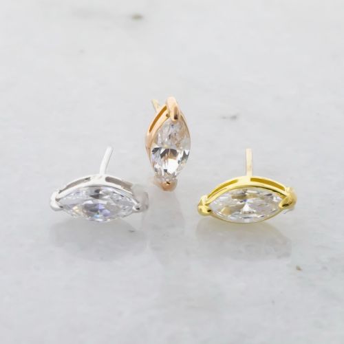 18KT Gold Threadless End - Marquise Cut Premium Zirconia