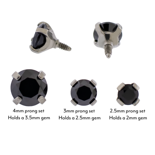 Titanium Internal End-Round Cut Zirconia-14G-2.5mm end-2mm gem-Black