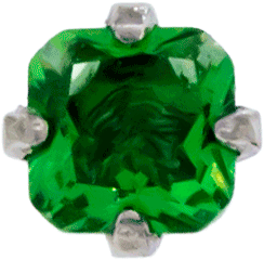 14G TITANIUM INTERNALLY THREADED SQUARE RADIANT CUT GEM REPLACEMENT HEAD - DARK GREEN 3MM