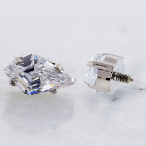 Titanium Internally Threaded End -  Kite Cut CZ 18G-16G