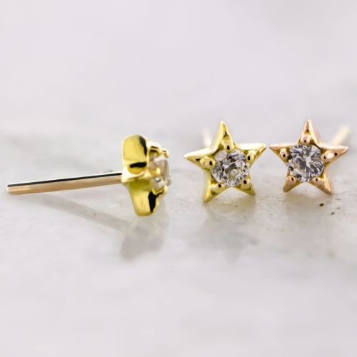 18KT Gold Threadless End - Star w/Premium Zirconia