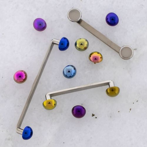 14G TITANIUM FLAT SURFACE BARBELL W/ TITANIUM DOMES