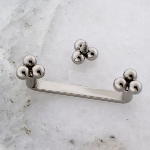 14G Titanium Flat Surface Barbell w/ Titanium Beaded End