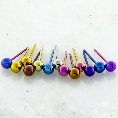 Titanium Plain Ball Earring Studs