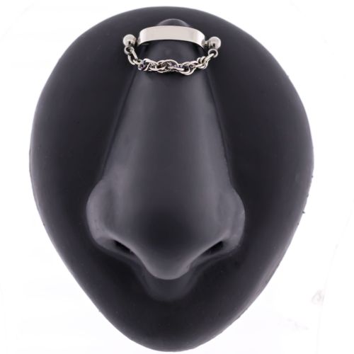 16G Titanium Threadless Nose Bridge Cuff w/ Rope Chain Set