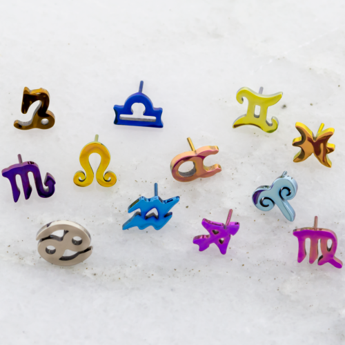 Titanium Threadless End - Zodiac Sign