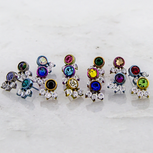 Titanium Threadless End - 4 Gem Cluster