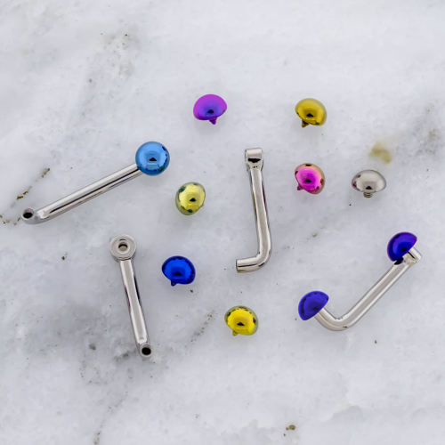 14G Vertical Hood L-Shaped Barbell With Domes