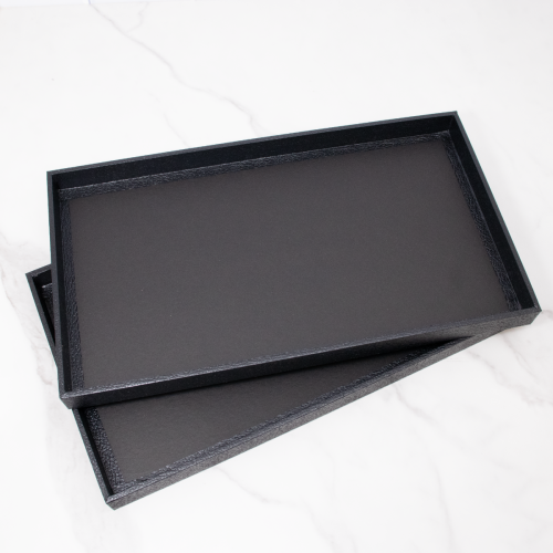 Rugged Wood Display Tray Wrapped in Black Leatherette
