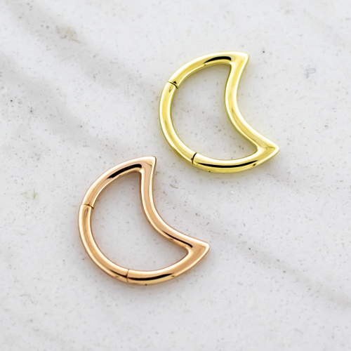 14Kt Gold Hinged Ring - Crescent Moon