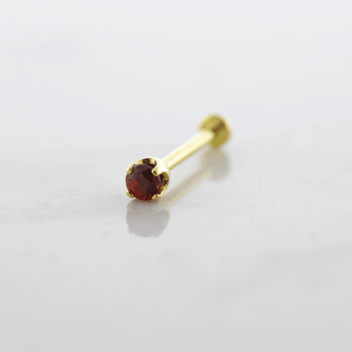 18Kt Gold Helix Labret with Round Songea Sapphire End