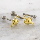 Threadless Titanium Barbell With 18k Gold Anglerfish End